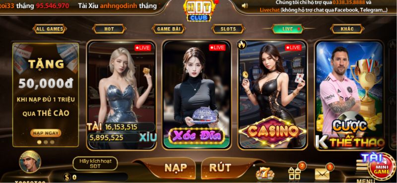 Giới thiệu sảnh Casino Hitclub