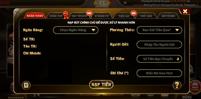 Hướng dẫn cách nạp tiền HitClub vào ví game