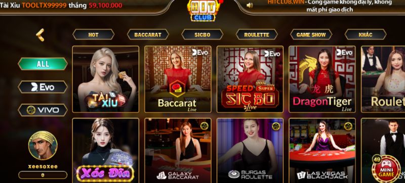 Hướng dẫn chơi Casino Hitclub đơn giản cho newbie