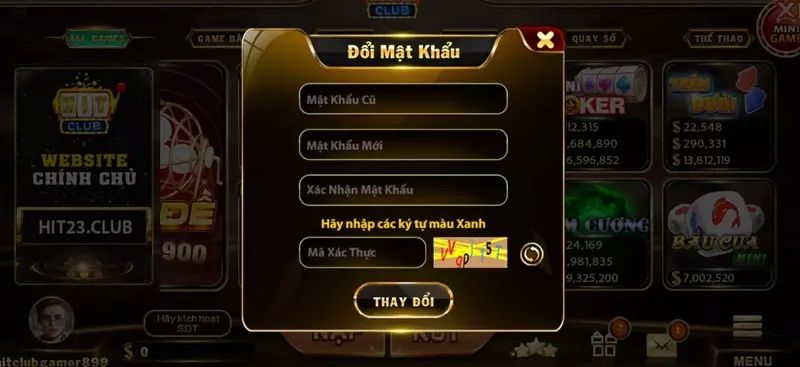 Sử dụng tính năng lấy lại mật khẩu của Hit Club