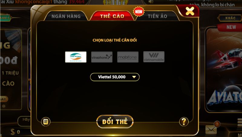 Đổi thưởng Hitclub qua thẻ cào